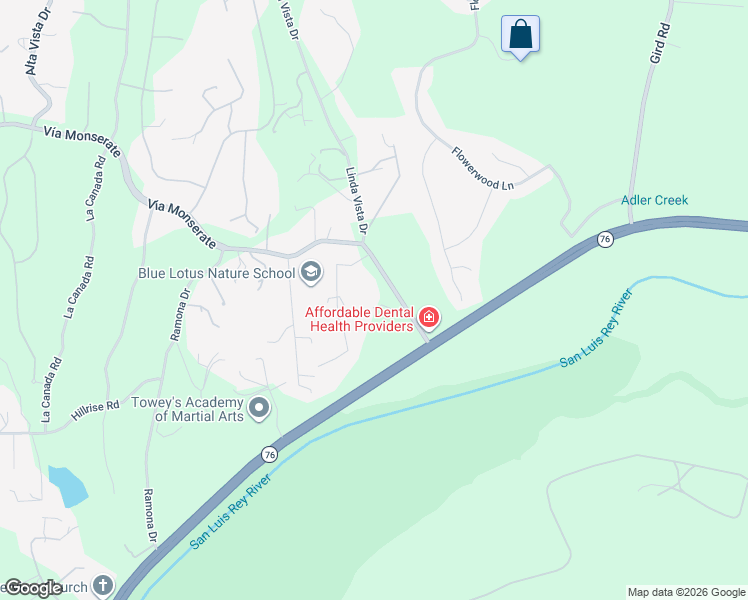 map of restaurants, bars, coffee shops, grocery stores, and more near 2365 Vía Monserate in Fallbrook