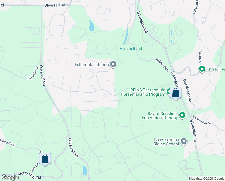 map of restaurants, bars, coffee shops, grocery stores, and more near 457 Rancho Camino in Fallbrook