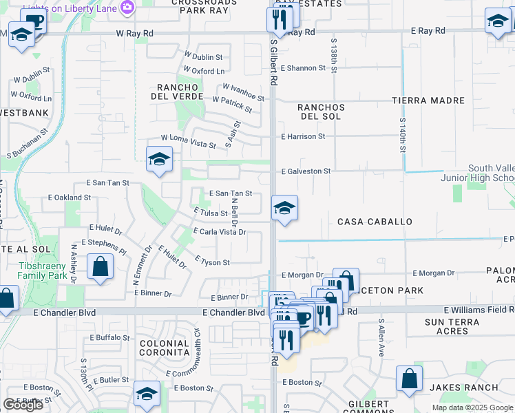 map of restaurants, bars, coffee shops, grocery stores, and more near 540 North Scott Drive in Chandler
