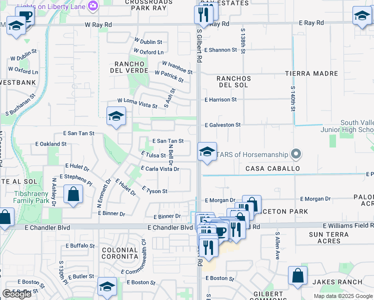 map of restaurants, bars, coffee shops, grocery stores, and more near 540 North Scott Drive in Chandler
