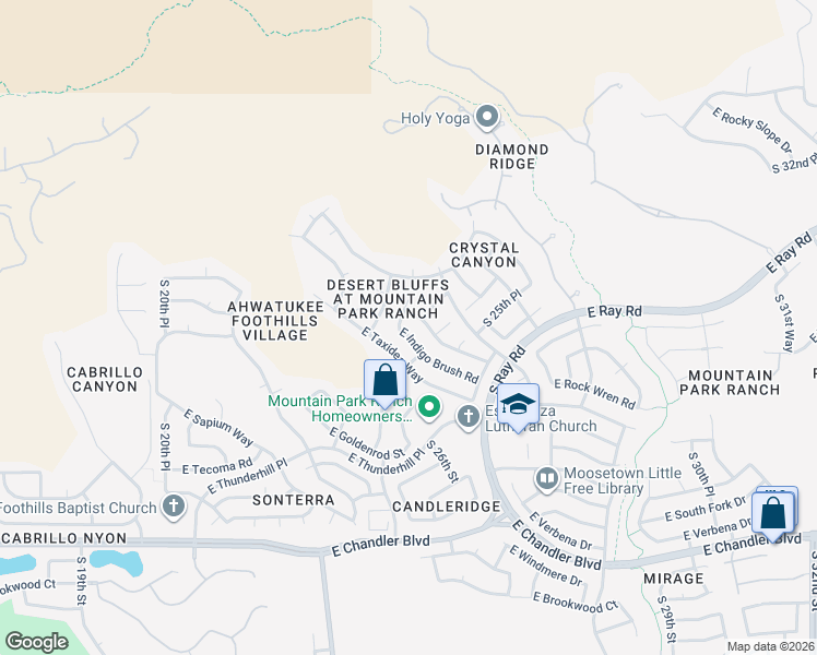 map of restaurants, bars, coffee shops, grocery stores, and more near 2436 East Indigo Brush Road in Phoenix