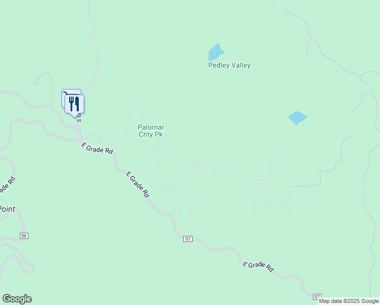 map of restaurants, bars, coffee shops, grocery stores, and more near 21932 Crestline Road in Palomar Mountain