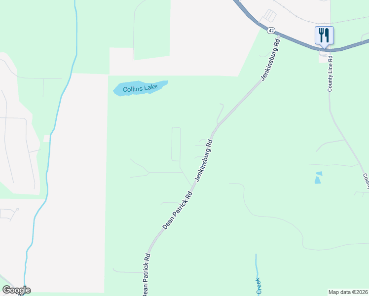 map of restaurants, bars, coffee shops, grocery stores, and more near 142 Deer Creek Circle in Locust Grove