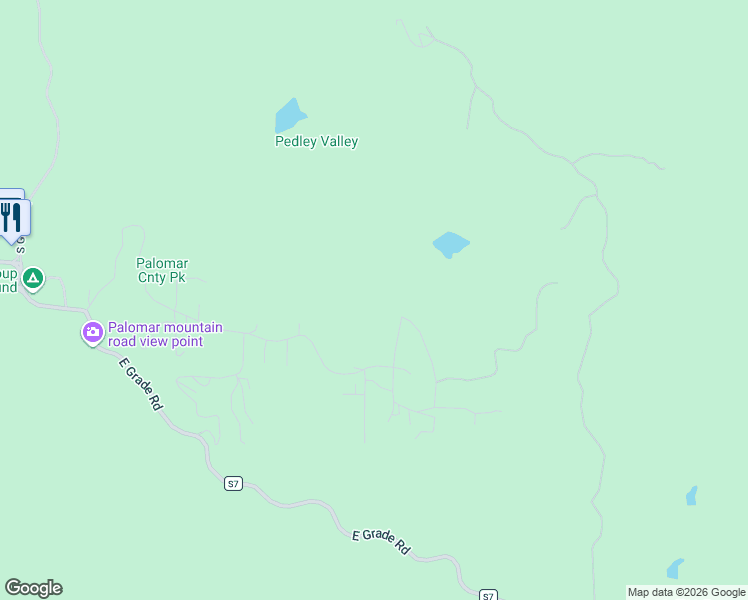 map of restaurants, bars, coffee shops, grocery stores, and more near 22222 Crestline Road in Palomar Mountain