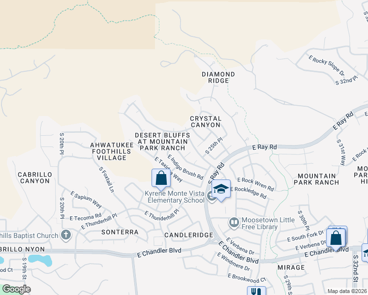 map of restaurants, bars, coffee shops, grocery stores, and more near 14815 South 25th Street in Phoenix