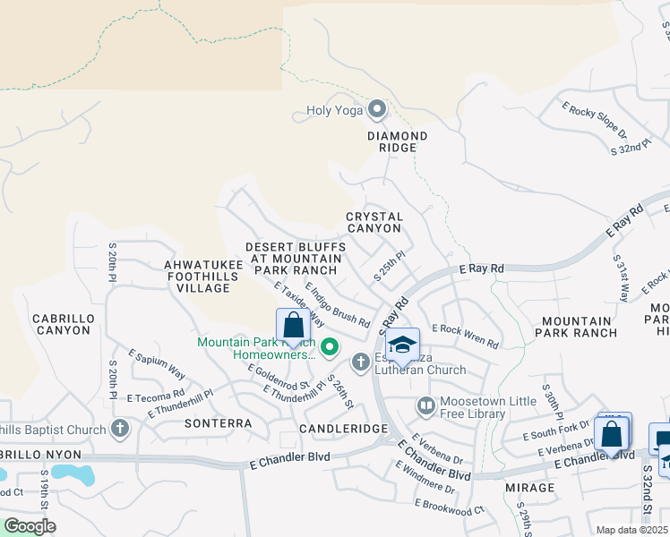 map of restaurants, bars, coffee shops, grocery stores, and more near 14815 South 25th Street in Phoenix