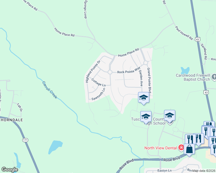 map of restaurants, bars, coffee shops, grocery stores, and more near 12582 Cottage Lane in Northport