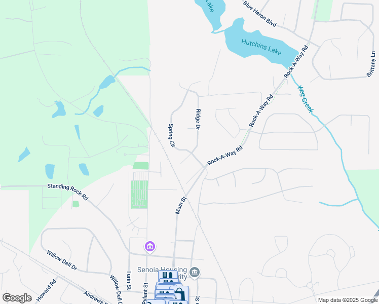 map of restaurants, bars, coffee shops, grocery stores, and more near 47 Spring Circle in Senoia