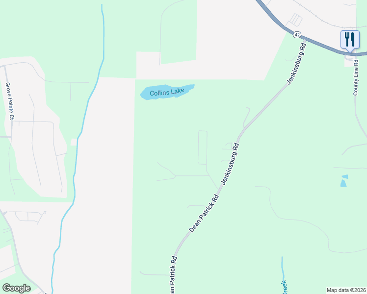 map of restaurants, bars, coffee shops, grocery stores, and more near 142 Deer Creek Circle in Locust Grove