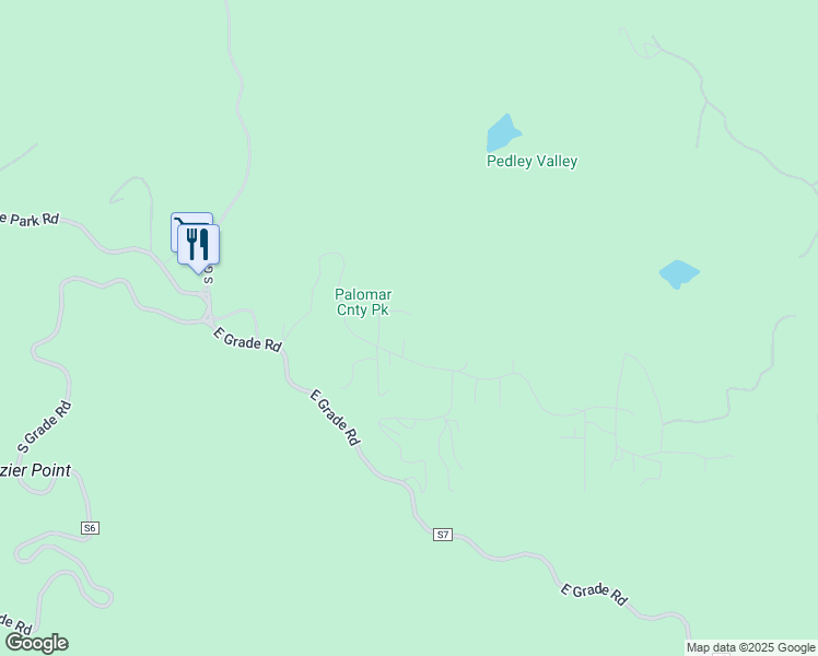 map of restaurants, bars, coffee shops, grocery stores, and more near 21838 Crestline Road in Palomar Mountain