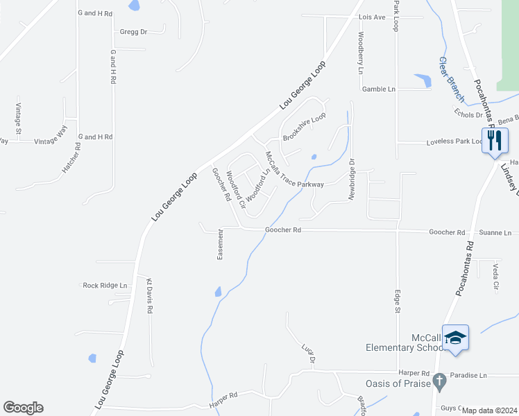 map of restaurants, bars, coffee shops, grocery stores, and more near 4779 Woodford Circle in Bessemer