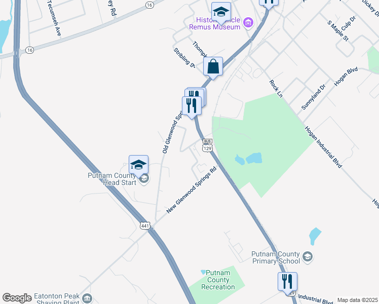 map of restaurants, bars, coffee shops, grocery stores, and more near 108 Wagner Drive Southwest in Eatonton