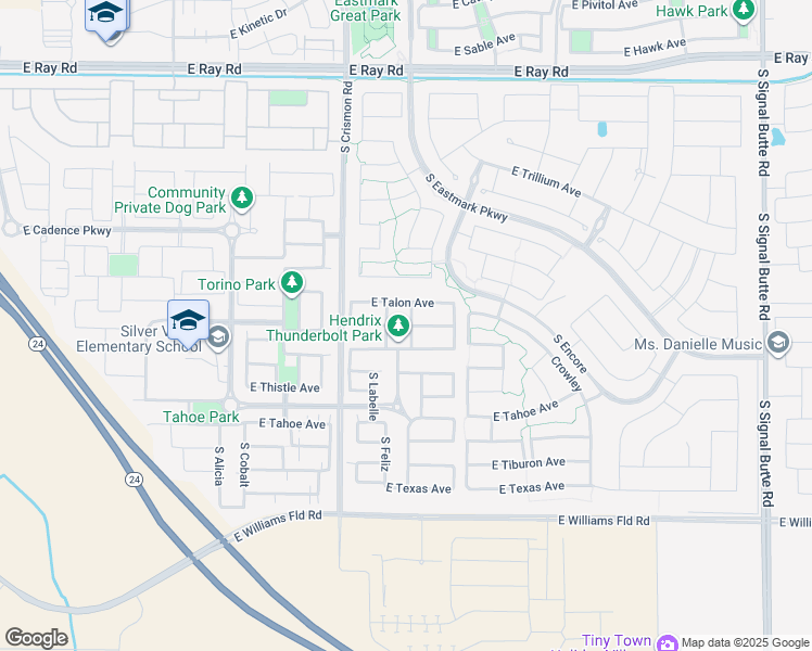 map of restaurants, bars, coffee shops, grocery stores, and more near 5612 South Chatsworth in Mesa