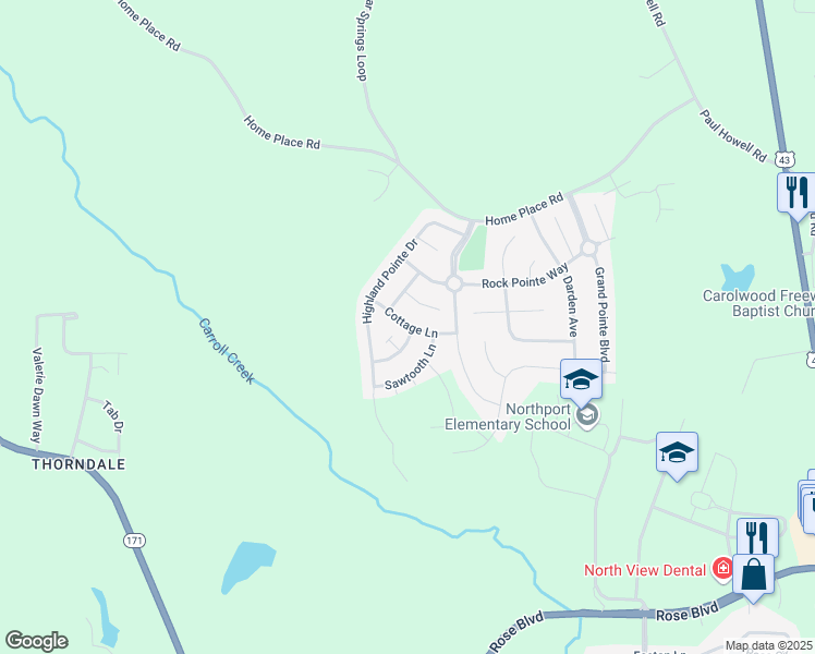 map of restaurants, bars, coffee shops, grocery stores, and more near 12582 Cottage Lane in Northport