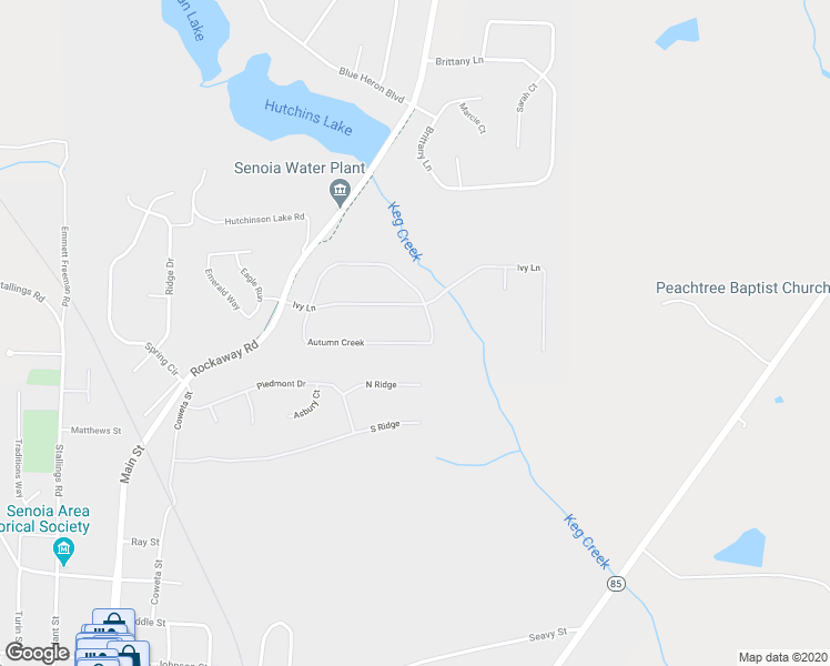 map of restaurants, bars, coffee shops, grocery stores, and more near 115 Autumn Creek in Senoia