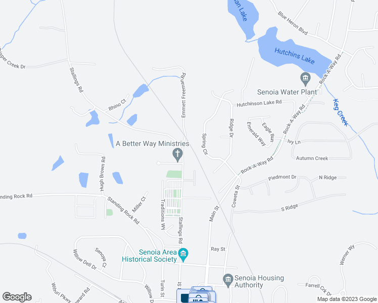 map of restaurants, bars, coffee shops, grocery stores, and more near 39 Emmett Freeman Road in Senoia