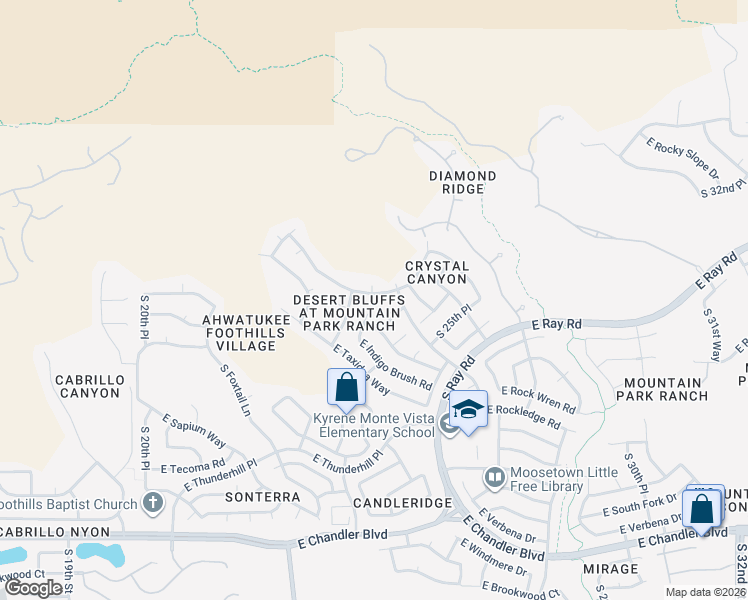 map of restaurants, bars, coffee shops, grocery stores, and more near 2417 East Rockledge Road in Phoenix