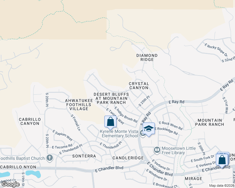 map of restaurants, bars, coffee shops, grocery stores, and more near 2417 East Rockledge Road in Phoenix