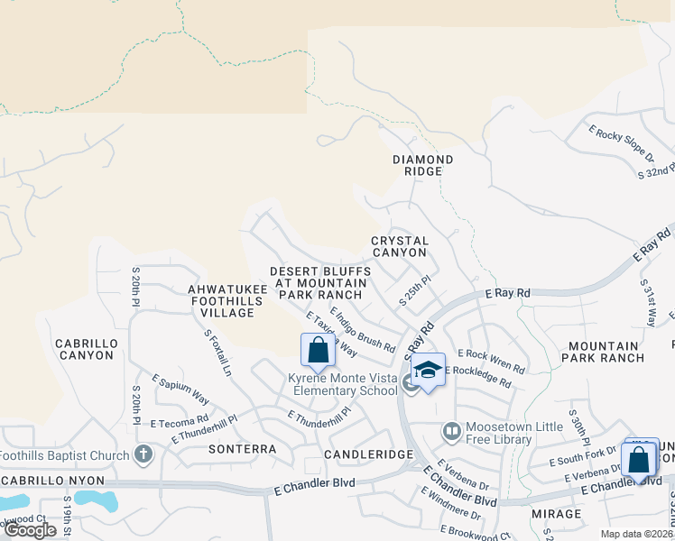 map of restaurants, bars, coffee shops, grocery stores, and more near 2417 East Rockledge Road in Phoenix