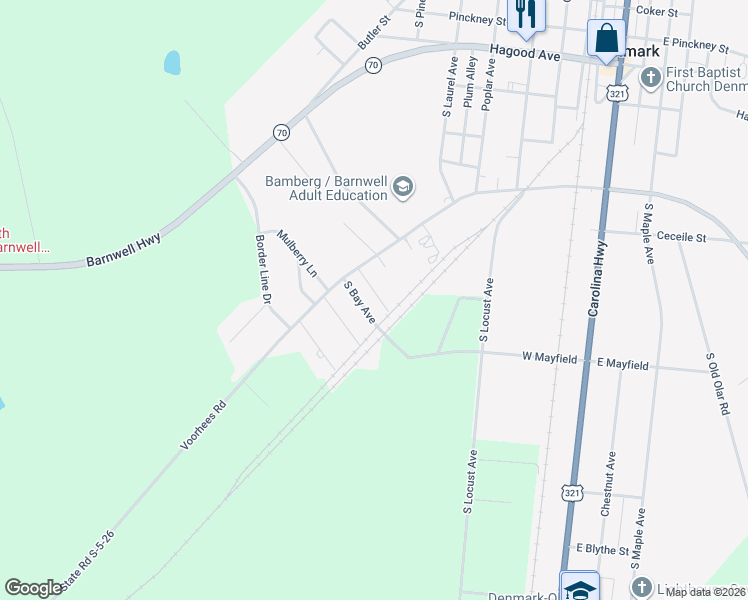 map of restaurants, bars, coffee shops, grocery stores, and more near 104 Spruce Street in Denmark