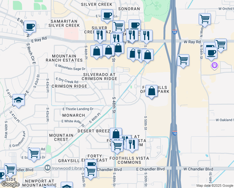 map of restaurants, bars, coffee shops, grocery stores, and more near 14435 South 48th Street in Phoenix