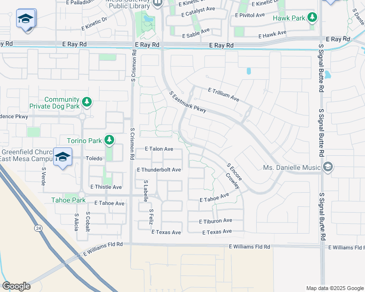 map of restaurants, bars, coffee shops, grocery stores, and more near 10155 East Talon Avenue in Mesa