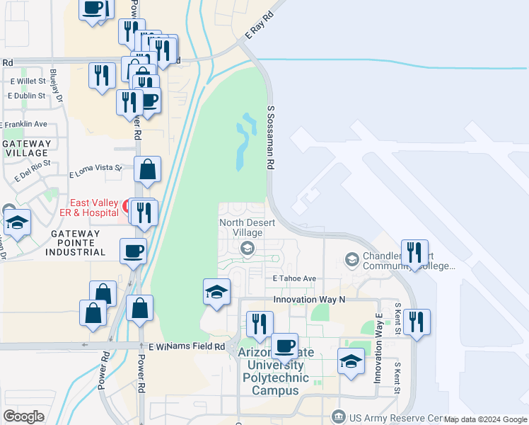 map of restaurants, bars, coffee shops, grocery stores, and more near 9635 East Talon Avenue in Mesa
