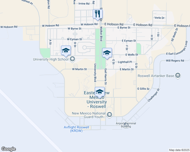 map of restaurants, bars, coffee shops, grocery stores, and more near 52 University Boulevard in Roswell