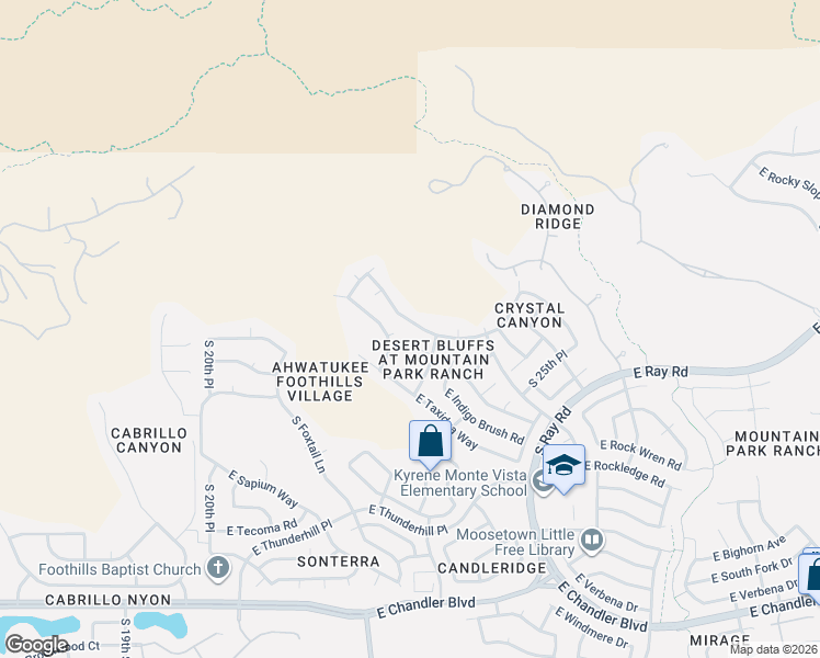 map of restaurants, bars, coffee shops, grocery stores, and more near 2328 East Granite View Drive in Phoenix