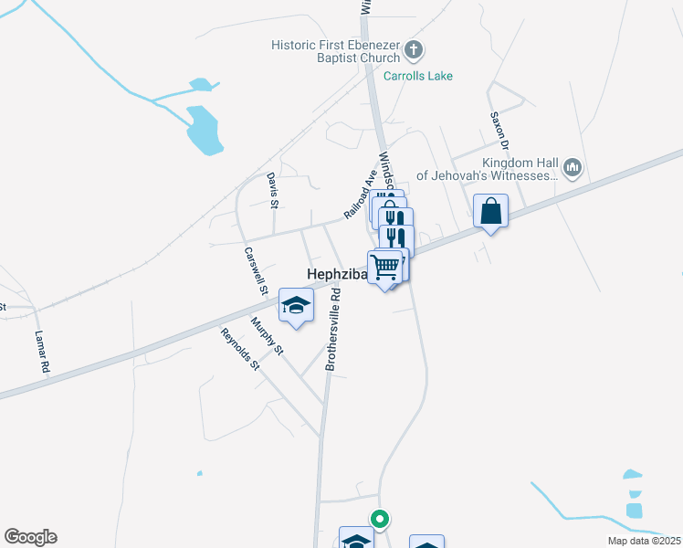 map of restaurants, bars, coffee shops, grocery stores, and more near in Hephzibah