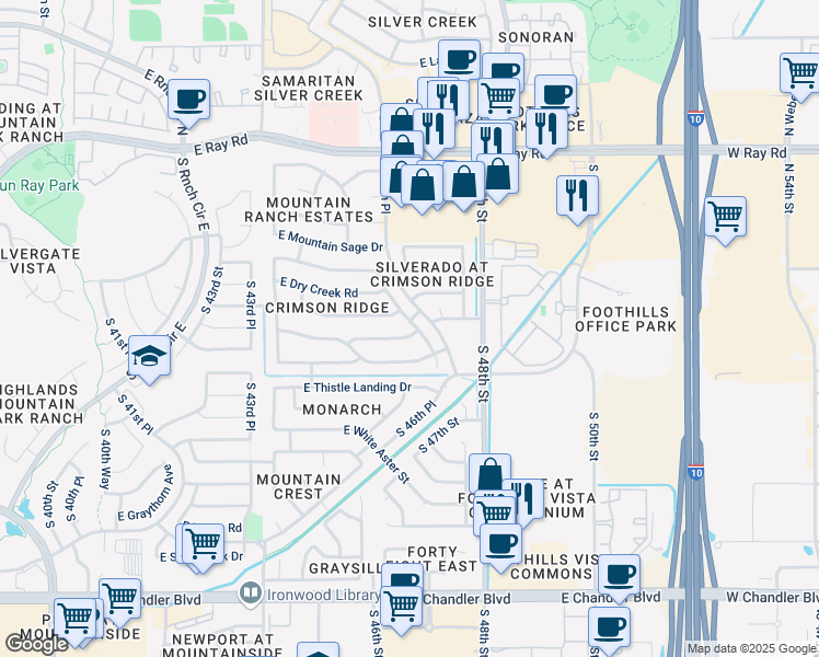 map of restaurants, bars, coffee shops, grocery stores, and more near 4557 East Desert Trumpet Road in Phoenix