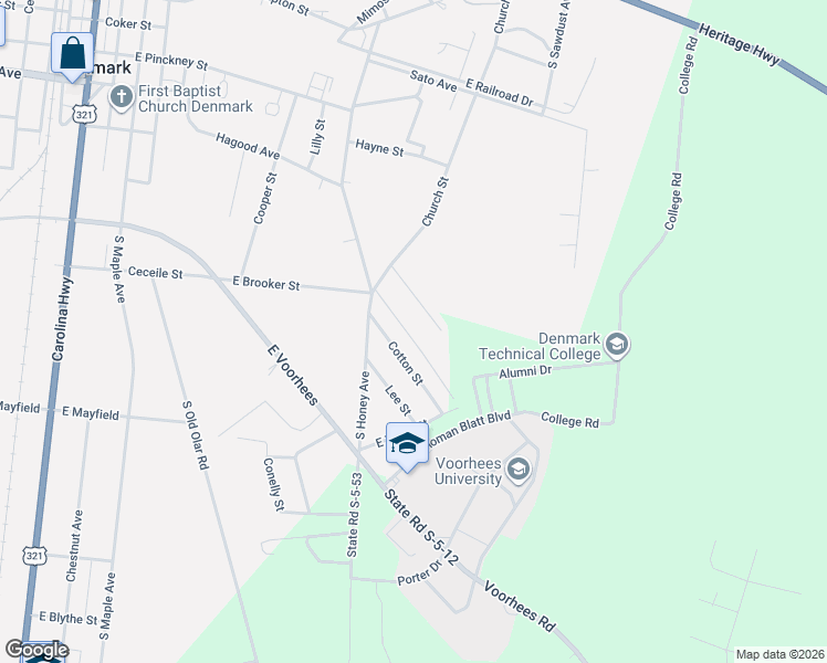 map of restaurants, bars, coffee shops, grocery stores, and more near 111 Cotton Street in Denmark