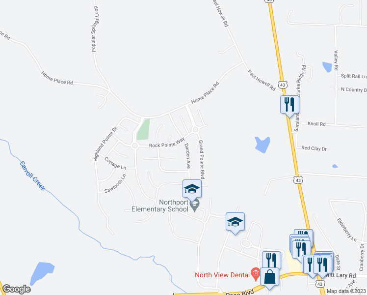 map of restaurants, bars, coffee shops, grocery stores, and more near 13892 Darden Avenue in Northport