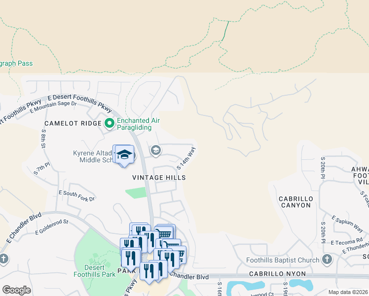 map of restaurants, bars, coffee shops, grocery stores, and more near 1450 East Dry Creek Road in Phoenix