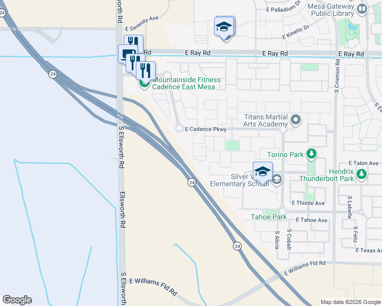 map of restaurants, bars, coffee shops, grocery stores, and more near 5532 South Dillon in Mesa