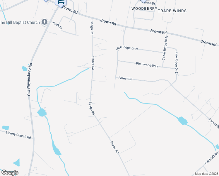 map of restaurants, bars, coffee shops, grocery stores, and more near 1651 Pine Ridge Drive North in Hephzibah