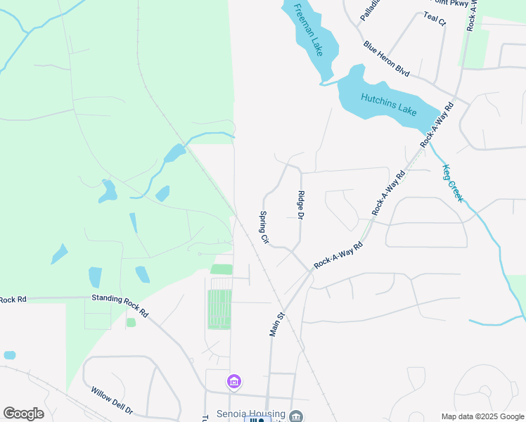 map of restaurants, bars, coffee shops, grocery stores, and more near Spring Circle in Senoia