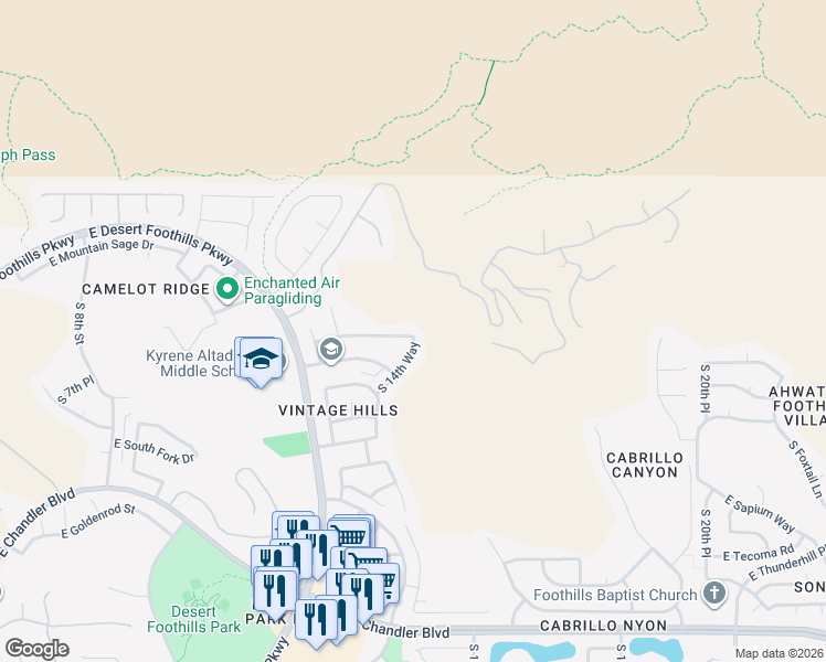 map of restaurants, bars, coffee shops, grocery stores, and more near 1450 East Dry Creek Road in Phoenix