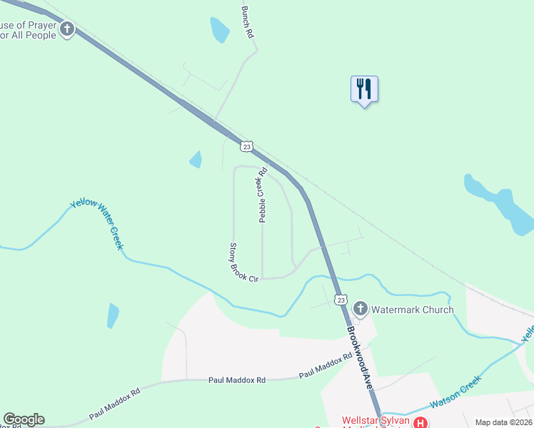 map of restaurants, bars, coffee shops, grocery stores, and more near 141 Pebble Creek Road in Jackson