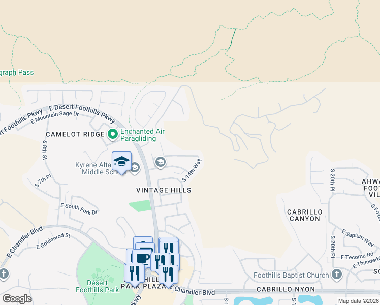 map of restaurants, bars, coffee shops, grocery stores, and more near 1450 East Dry Creek Road in Phoenix