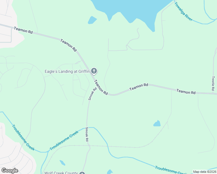 map of restaurants, bars, coffee shops, grocery stores, and more near 2647 Teamon Road in Griffin