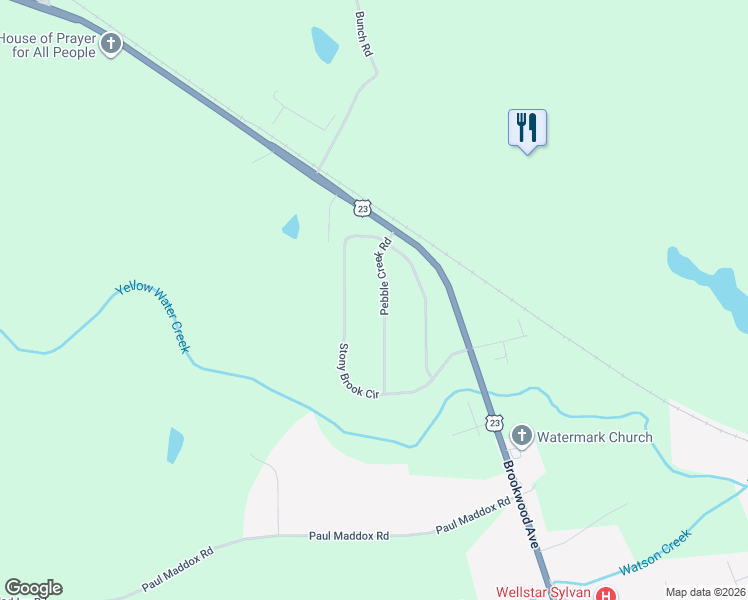 map of restaurants, bars, coffee shops, grocery stores, and more near 140 Pebble Creek Drive in Jackson