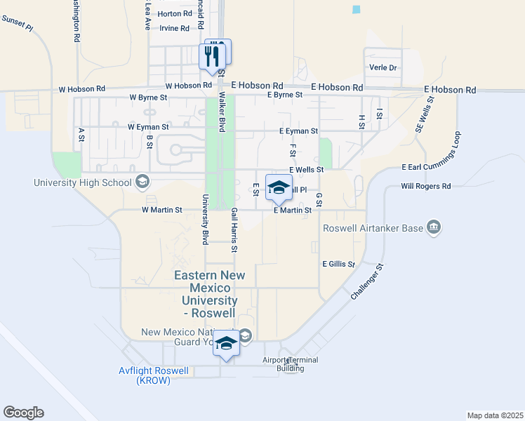 map of restaurants, bars, coffee shops, grocery stores, and more near 25 East Martin Street in Roswell