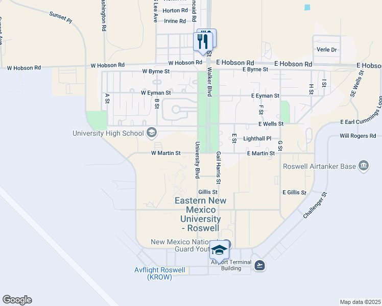 map of restaurants, bars, coffee shops, grocery stores, and more near 25 West Martin Street in Roswell