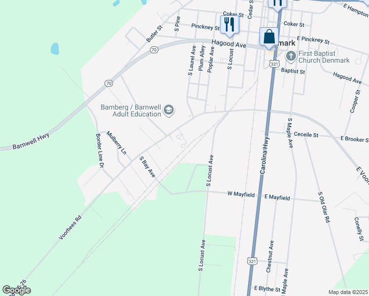 map of restaurants, bars, coffee shops, grocery stores, and more near 88 Fir Avenue in Denmark
