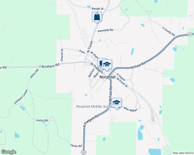 map of restaurants, bars, coffee shops, grocery stores, and more near 201 South Main in Norphlet