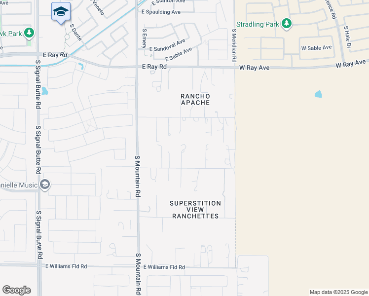 map of restaurants, bars, coffee shops, grocery stores, and more near 22940 East Galveston Street in Mesa