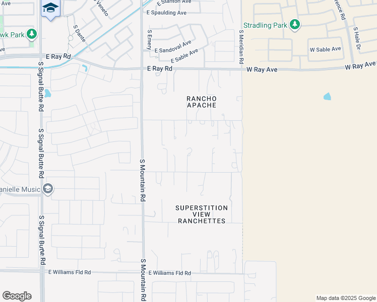 map of restaurants, bars, coffee shops, grocery stores, and more near 22940 East Galveston Street in Mesa