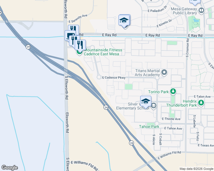 map of restaurants, bars, coffee shops, grocery stores, and more near 5532 South Dillon in Mesa