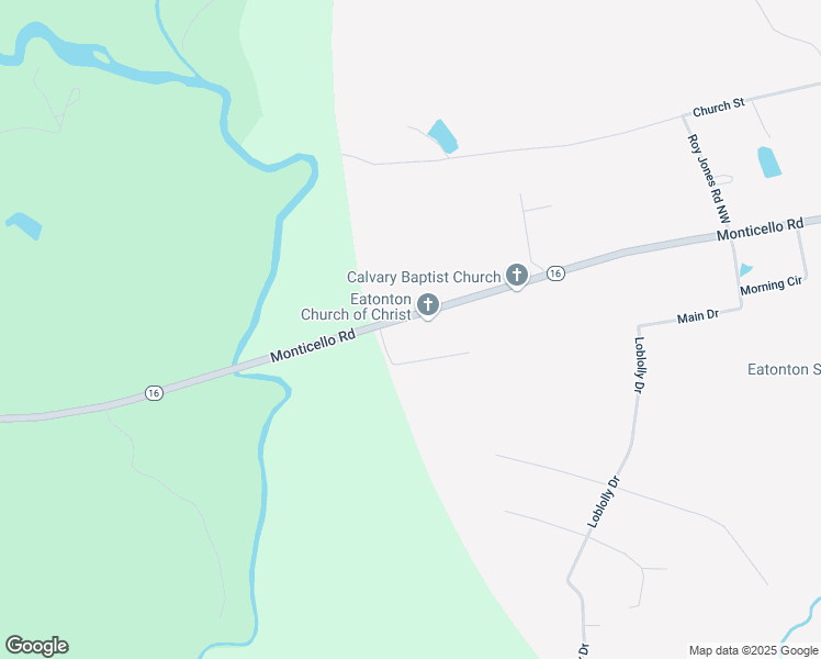 map of restaurants, bars, coffee shops, grocery stores, and more near 873 Monticello Road in Eatonton